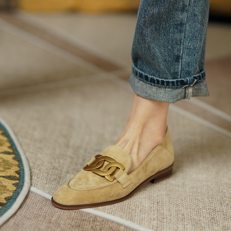Women'S Shoes - Zamszowe damskie mokasyny wiosna/jesień na niskim