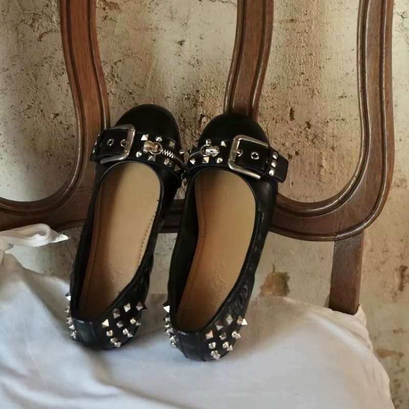 Boots - Damskie skórzane buty Mary Jane z