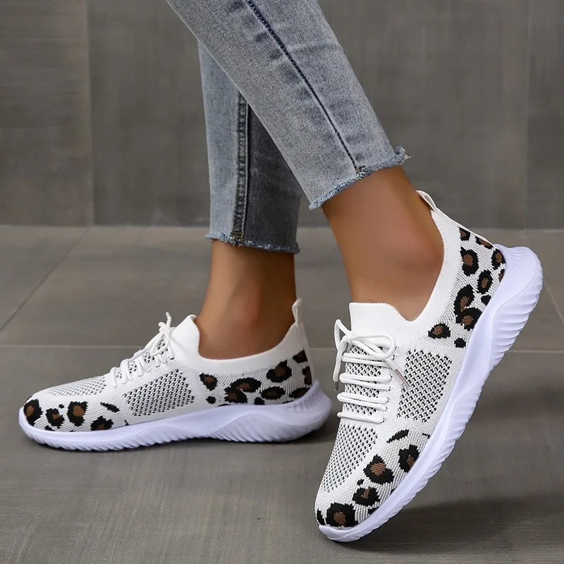 Knit Fabric Lace Up Sneakers - Nowe letnie damskie buty z dzianiny,